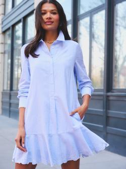 Adrianna Papell Stripe Shirt Shift Dress, Blue/White, Blue/White
