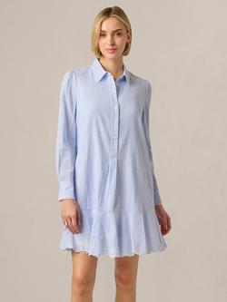 Adrianna Papell Stripe Shirt Shift Dress, Blue/White - view 2, Blue/White