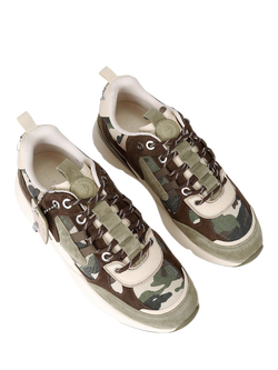 Kurt Geiger London Kurt Runner Camo Lace Up Trainers, Green - view 2, Green