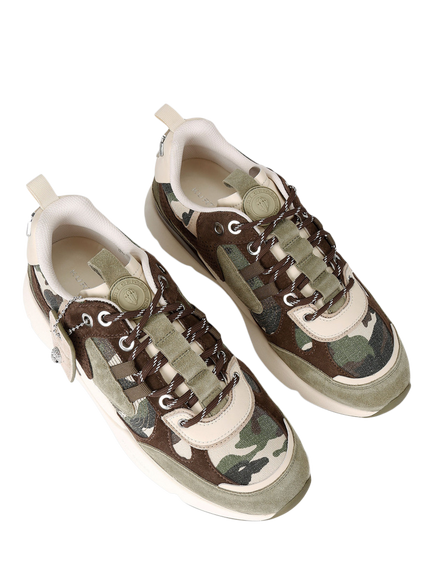 Kurt Geiger London Kurt Runner Camo Lace Up Trainers, Green - view 2, Green