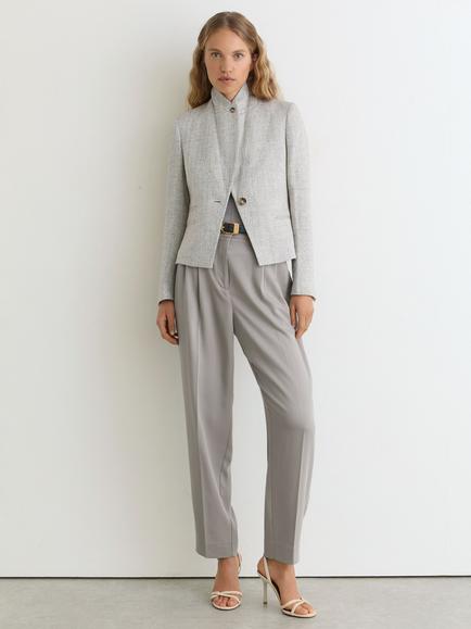 Reiss Clay Mid Rise Tailored Trousers containing TENCEL™ Lyocell, Grey, Grey