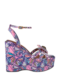 Kurt Geiger London Butterfly Print Wedge Sandals, Lilac/Multi, Lilac/Multi