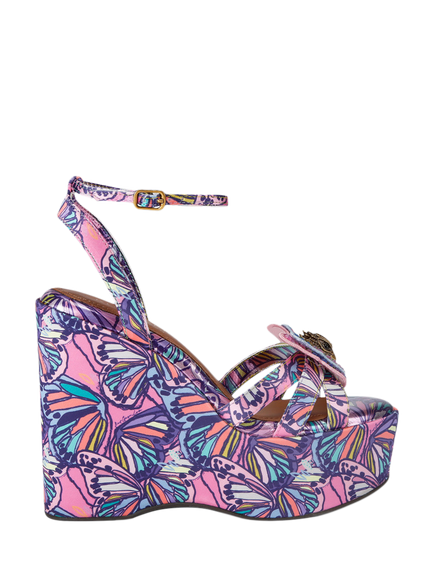 Kurt Geiger London Butterfly Print Wedge Sandals, Lilac/Multi, Lilac/Multi