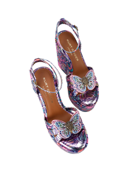 Kurt Geiger London Butterfly Print Wedge Sandals, Lilac/Multi - view 2, Lilac/Multi