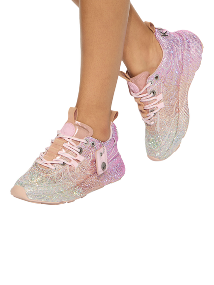 Kurt Geiger London Kurt Crystal Runner Trainers, Pink/Multi - view 2, Pink/Multi