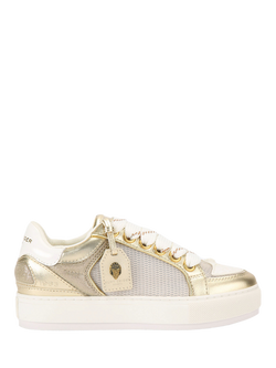 Kurt Geiger London Southbank Tag Fabric Trainers, Gold, Gold