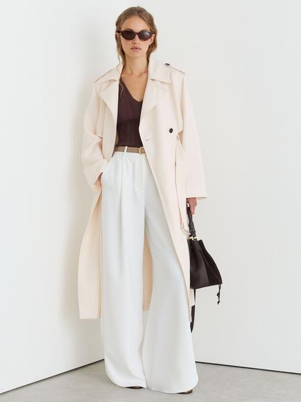 Reiss Charli Double Breasted Trench Coat, White, White