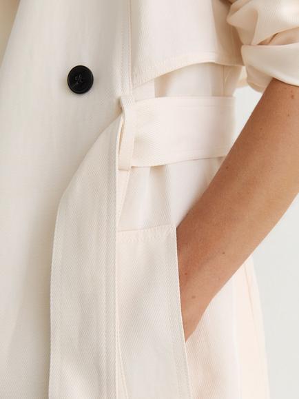 Reiss Charli Double Breasted Trench Coat, White - view 2, White