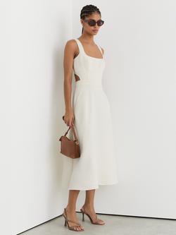 Reiss Dina Sleeveless Square Cut Midi Dress, Ivory, Ivory