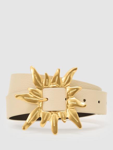 Reiss Sun Buckle Belt, Off White, Off White