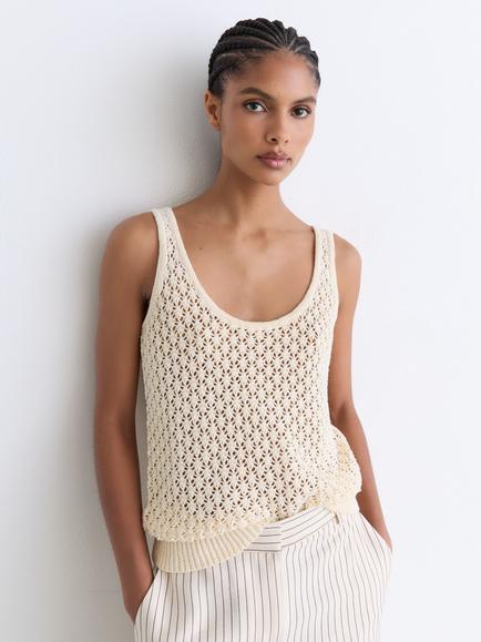 Reiss Colette Pure Linen Sleeveless Vest, Ivory, Ivory