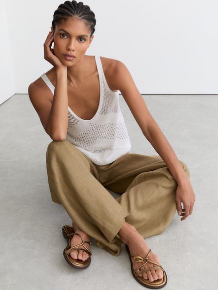 Reiss Hester Open Stitch Knit Vest, Ivory - view 2, Ivory