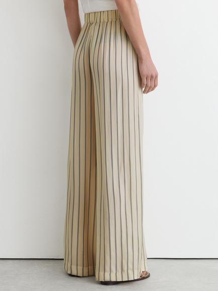 Reiss Minnie Linen Striped Wide Leg Trousers - view 2, Neutral/Navy