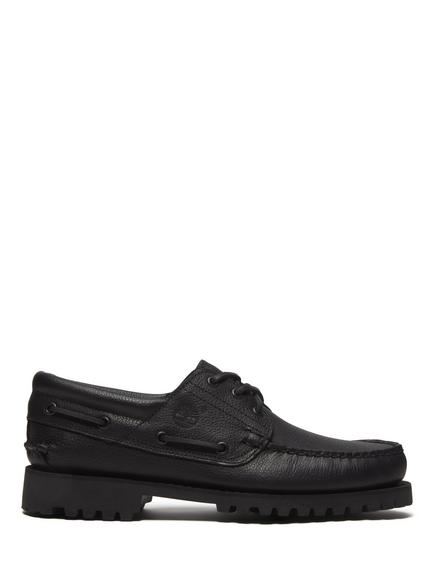 Timberland 3 Eye Lug Leather Boat Shoes, Black Black, Black Black