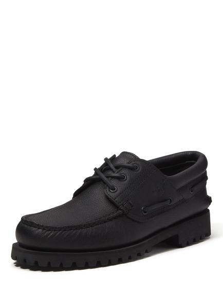 Timberland 3 Eye Lug Leather Boat Shoes, Black Black - view 2, Black Black