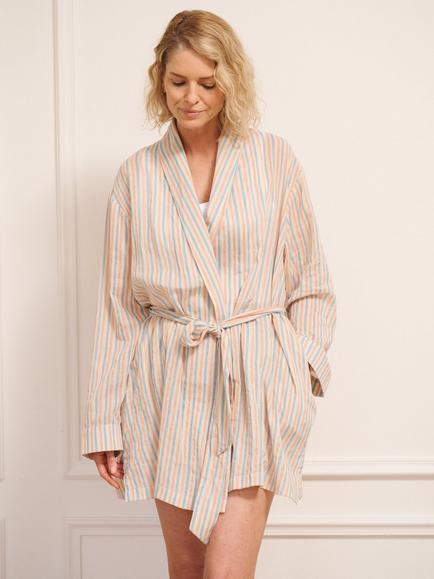 Their Nibs Stripe Mini Cotton Robe, Natural - view 2, Natural