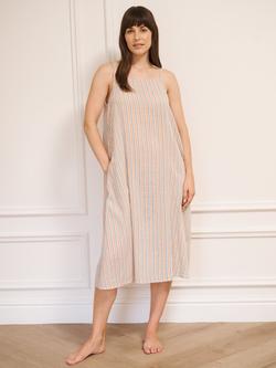 Their Nibs Stripe Midi Cotton Nightdress, Natural, Natural
