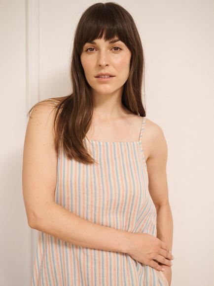 Their Nibs Stripe Midi Cotton Nightdress, Natural - view 2, Natural