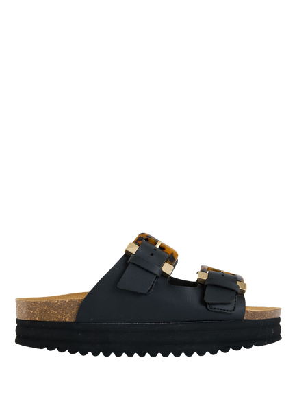 V.GAN Plum Tortoiseshell Comfort Footbed Sandal, Black