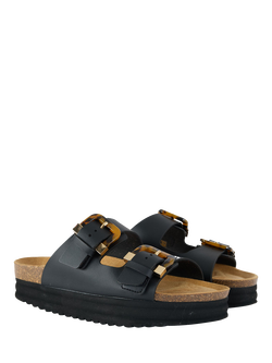 V.GAN Plum Tortoiseshell Comfort Footbed Sandal - view 2, Black