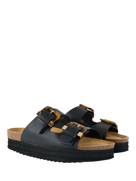 V.GAN Plum Tortoiseshell Comfort Footbed Sandal - view 2, Black