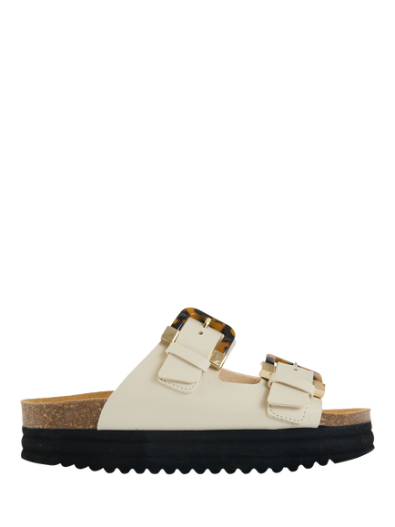 V.GAN Plum Tortoiseshell Comfort Footbed Sandal, Cream