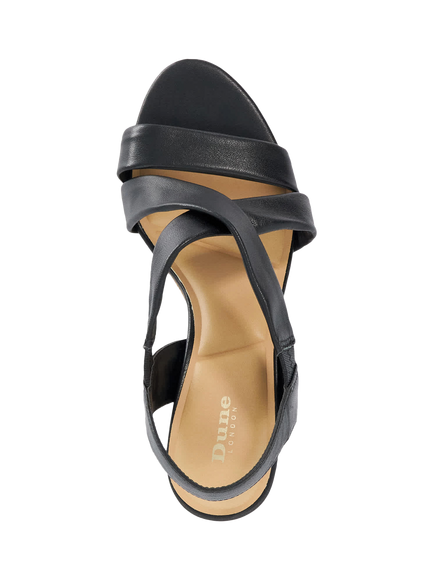 Dune London Kamies Leather Heeled Wedge Sandals, Black - view 2, Black