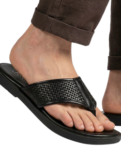 Jones Bootmaker Wallgate Woven Leather Toe Post Sandals - view 2, Black