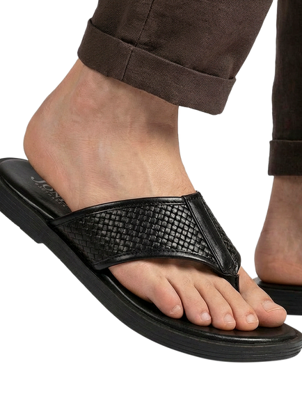 Jones Bootmaker Wallgate Woven Leather Toe Post Sandals - view 2, Black