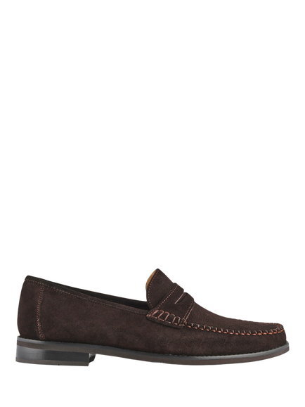 Jones Bootmaker Quennell Suede Penny Loafers, Dark Brown