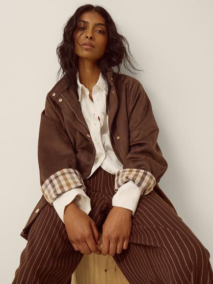 Monsoon Clara Suedette Jacket, Brown, Brown