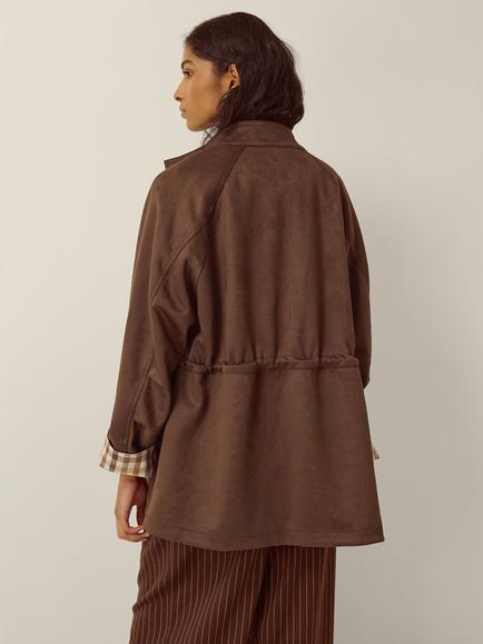 Monsoon Clara Suedette Jacket, Brown - view 2, Brown