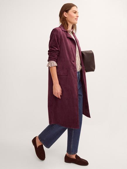 Monsoon Tove Suedette Trench Coat, Berry
