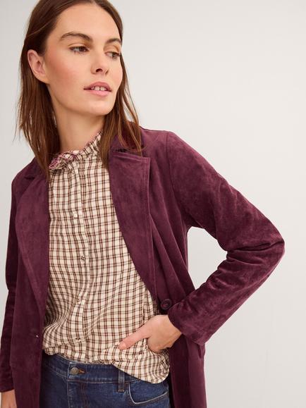 Monsoon Tove Suedette Trench Coat - view 2, Berry