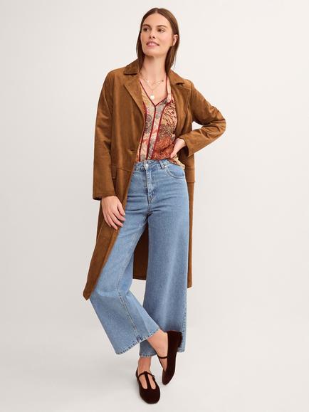 Monsoon Tove Suedette Trench Coat, Tan