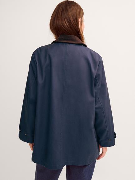 Monsoon Carly Cape Barn Jacket, Navy - view 2, Navy