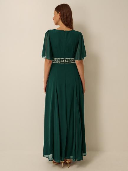Monsoon Sienna Embellished Dress - view 2, Dark Green