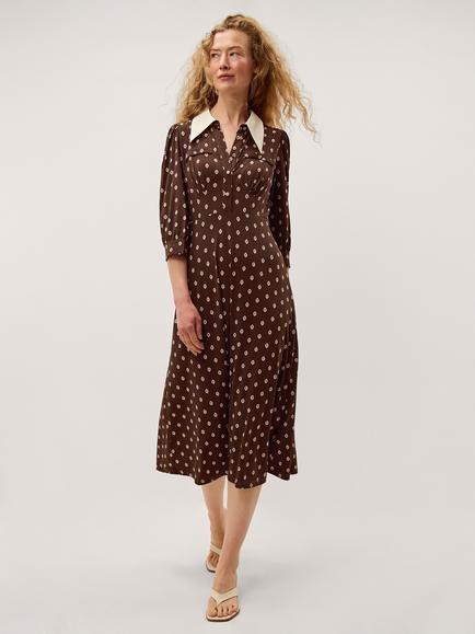 Monsoon Janey Jersey Dress, Chocolate, Chocolate