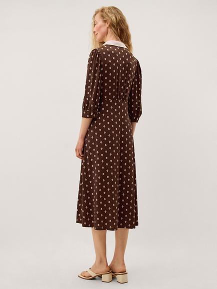 Monsoon Janey Jersey Dress, Chocolate - view 2, Chocolate