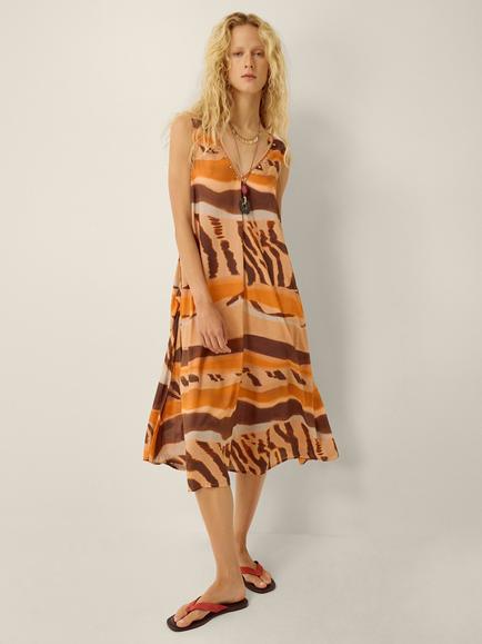 Monsoon Nadia Animal Print Dress, Brown, Brown
