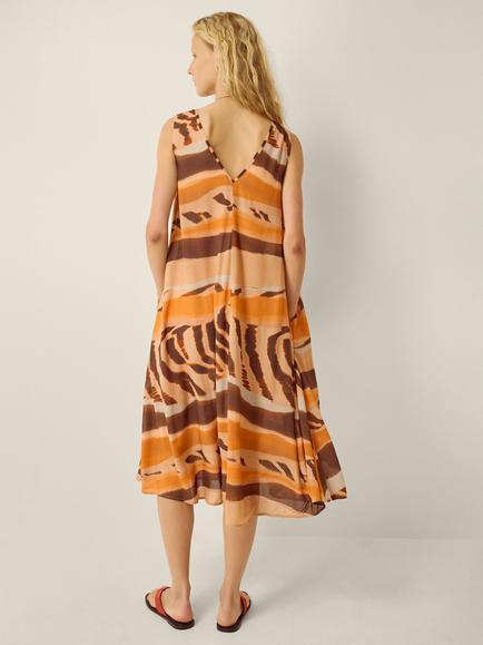 Monsoon Nadia Animal Print Dress, Brown - view 2, Brown