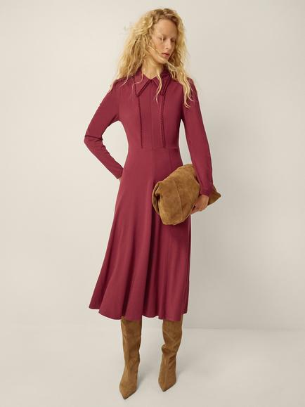 Monsoon Zoe Zip Jersey Dress, Burgundy, Burgundy
