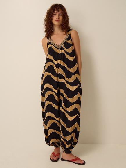 Monsoon Zahara Jumpsuit, Black/Camel, Black/Camel