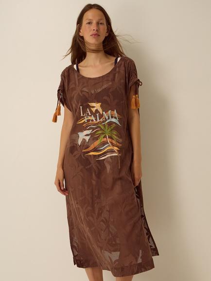 Monsoon Palma Jacquard Kaftan, Brown, Brown