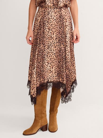 Monsoon Babette Print Skirt containing LENZING™ ECOVERO™ Viscose, Brown - view 2, Brown