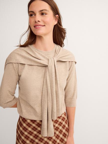 Monsoon Sherri Scarf Jumper, Mink, Mink