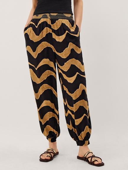 Monsoon Zahara Print Trousers, Black/Camel, Black/Camel