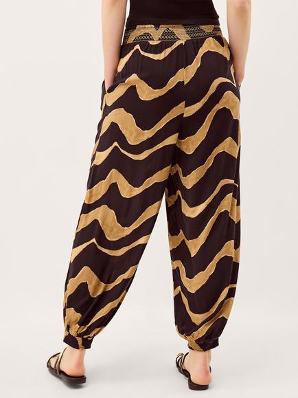 Monsoon Zahara Print Trousers, Black/Camel - view 2, Black/Camel
