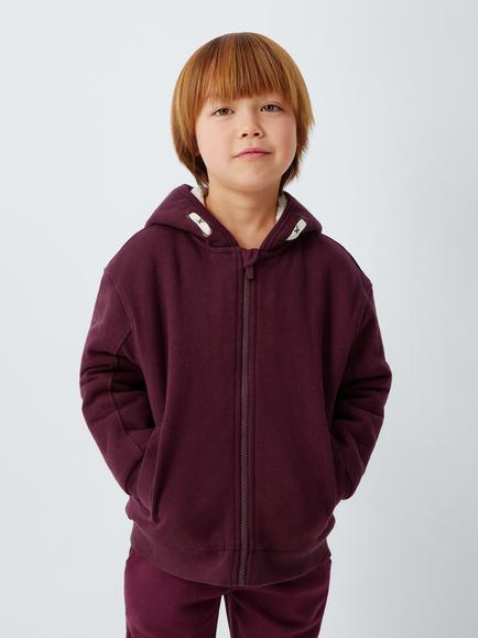 John Lewis Kids' Fleece Lined Hoodie, Fig, Fig