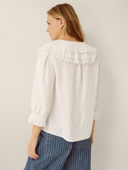 Monsoon Auren Embroidered Blouse, White - view 2, White
